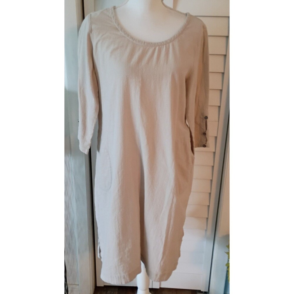 Soft Surroundings Cotton‎ 3/4 Sleeve women's dress lightweight pockets S